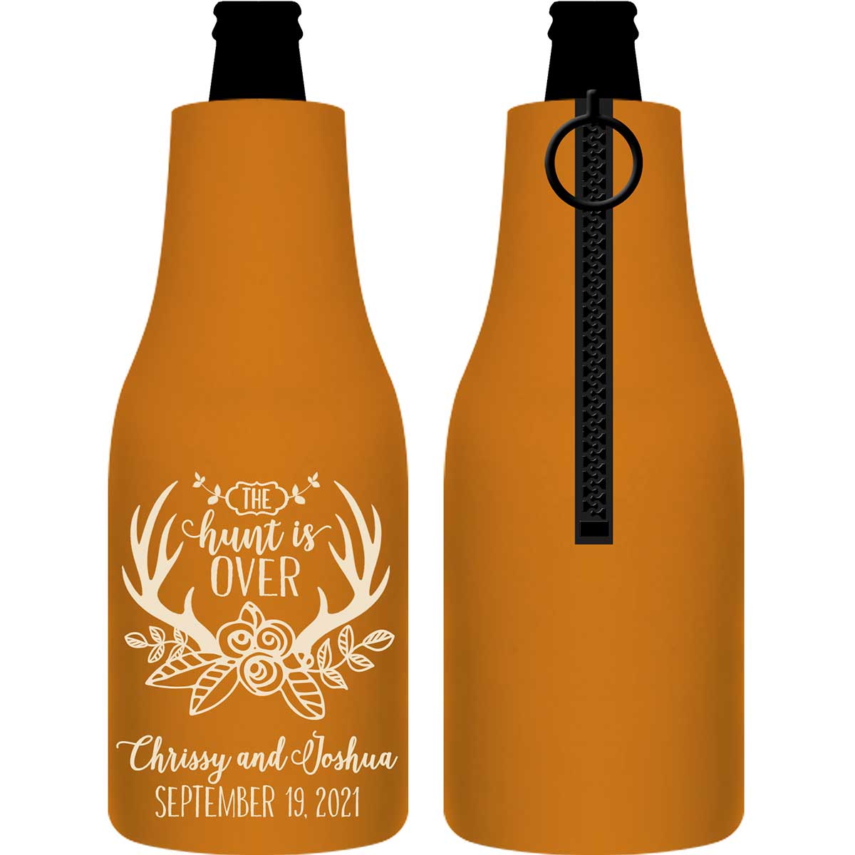The Hunt Is Over 5A Foldable Zippered Bottle Koozies Wedding Gifts for Guests