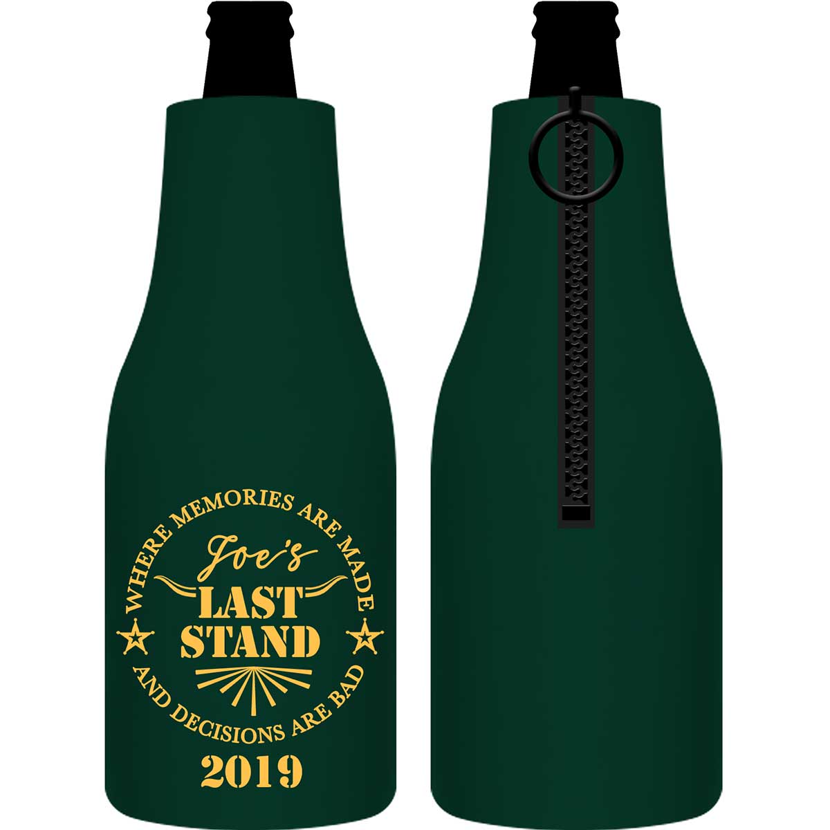 The Last Stand 1B Memories & Bad Decisions Foldable Zippered Bottle Koozies Bachelor Party Gifts for Guests