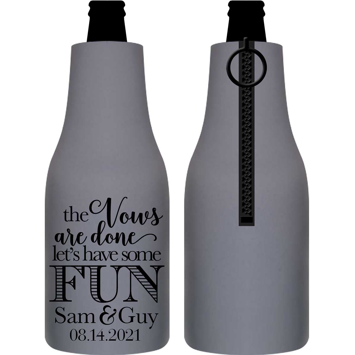 The Vows Are Done Let's Have Some Fun 1A Foldable Zippered Bottle Koozies Wedding Gifts for Guests