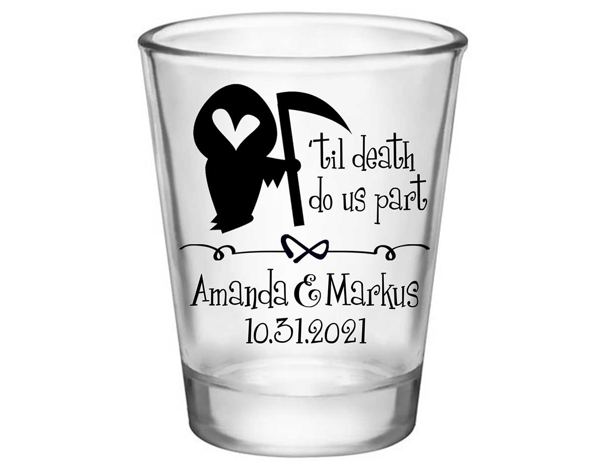 Til Death Do Us Part 1A Grim Reaper Standard 1.75oz Clear Shot Glasses Halloween Wedding Gifts for Guests