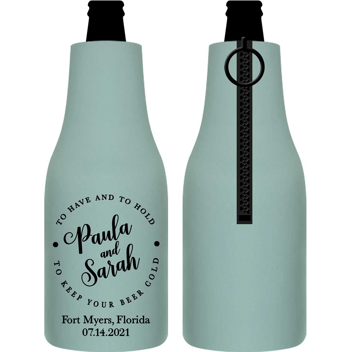 To Have & To Hold Keep Your Beer Cold 3A Foldable Zippered Bottle Koozies Wedding Gifts for Guests