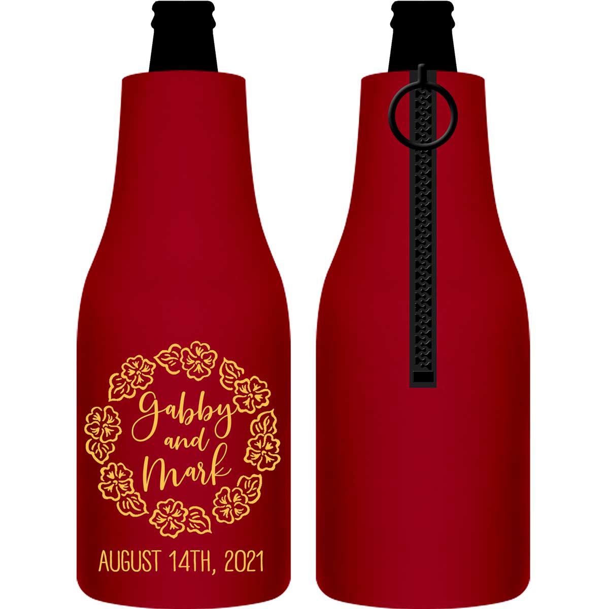 Tropical Floral Love 1B Foldable Zippered Bottle Koozies Wedding Gifts for Guests
