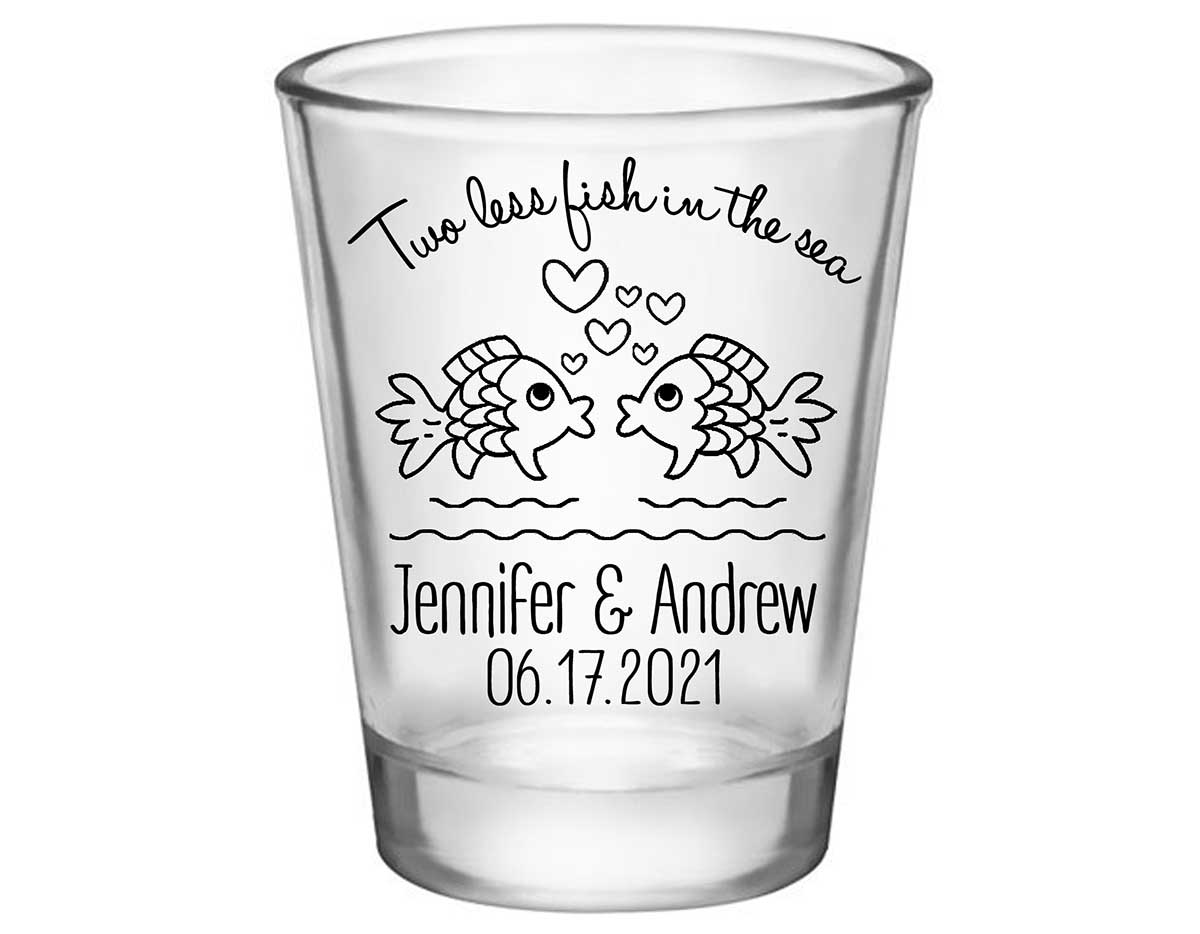 Two Less Fish In The Fish 1B Standard 1.75oz Clear Shot Glasses Nautical Wedding Gifts for Guests