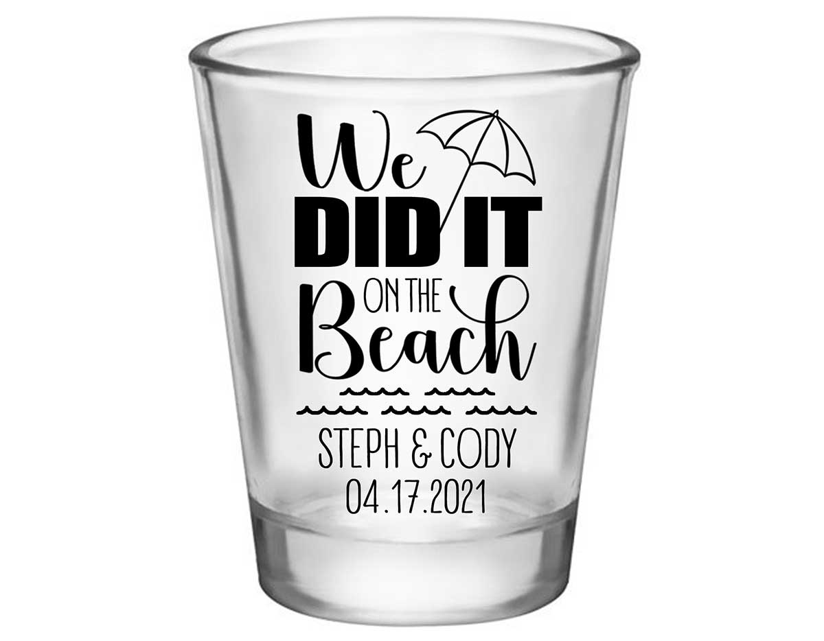 We Did It On The Beach 1A Standard 1.75oz Clear Shot Glasses Summer Wedding Gifts for Guests