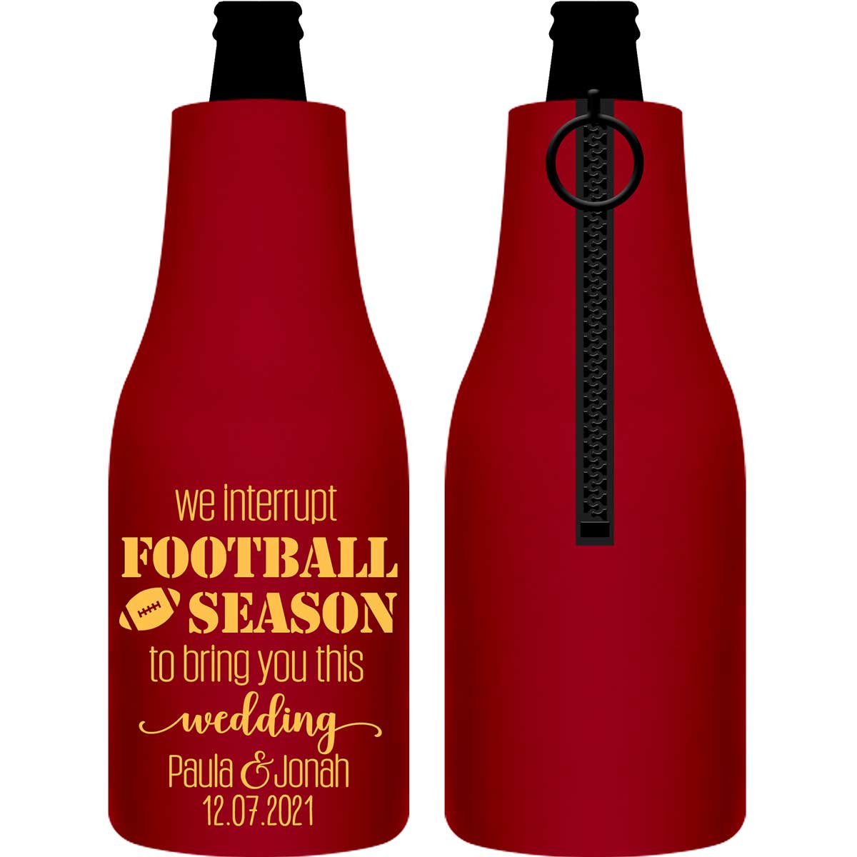 We Interrupt Football Season For This Wedding 1A Foldable Zippered Bottle Koozies Wedding Gifts for Guests