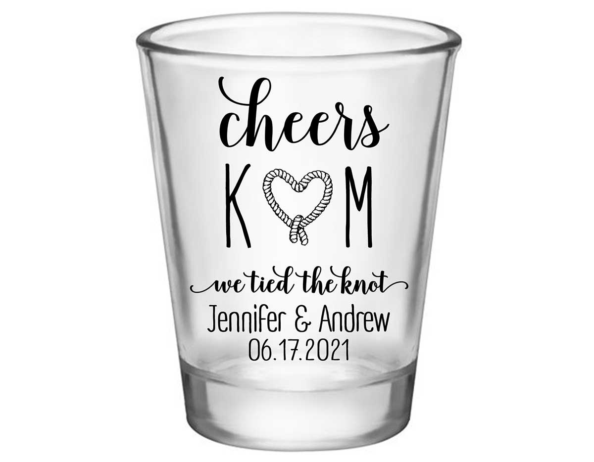 We Tied The Knot 2A Rope Heart Standard 1.75oz Clear Shot Glasses Nautical Wedding Gifts for Guests