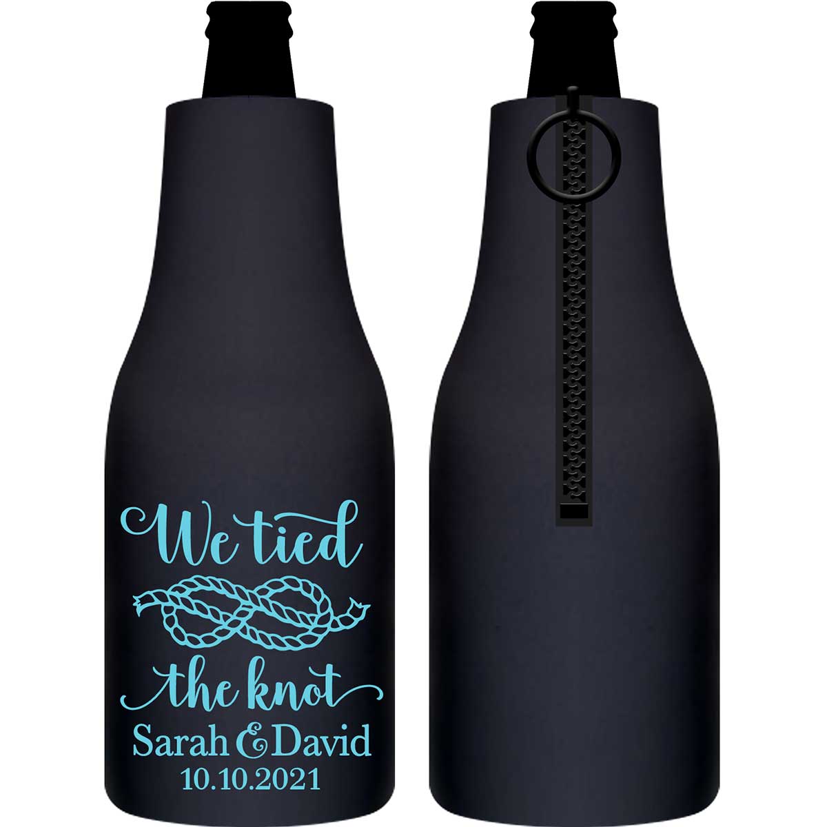 We Tied The Knot 3A Rope Knot Foldable Zippered Bottle Koozies Wedding Gifts for Guests