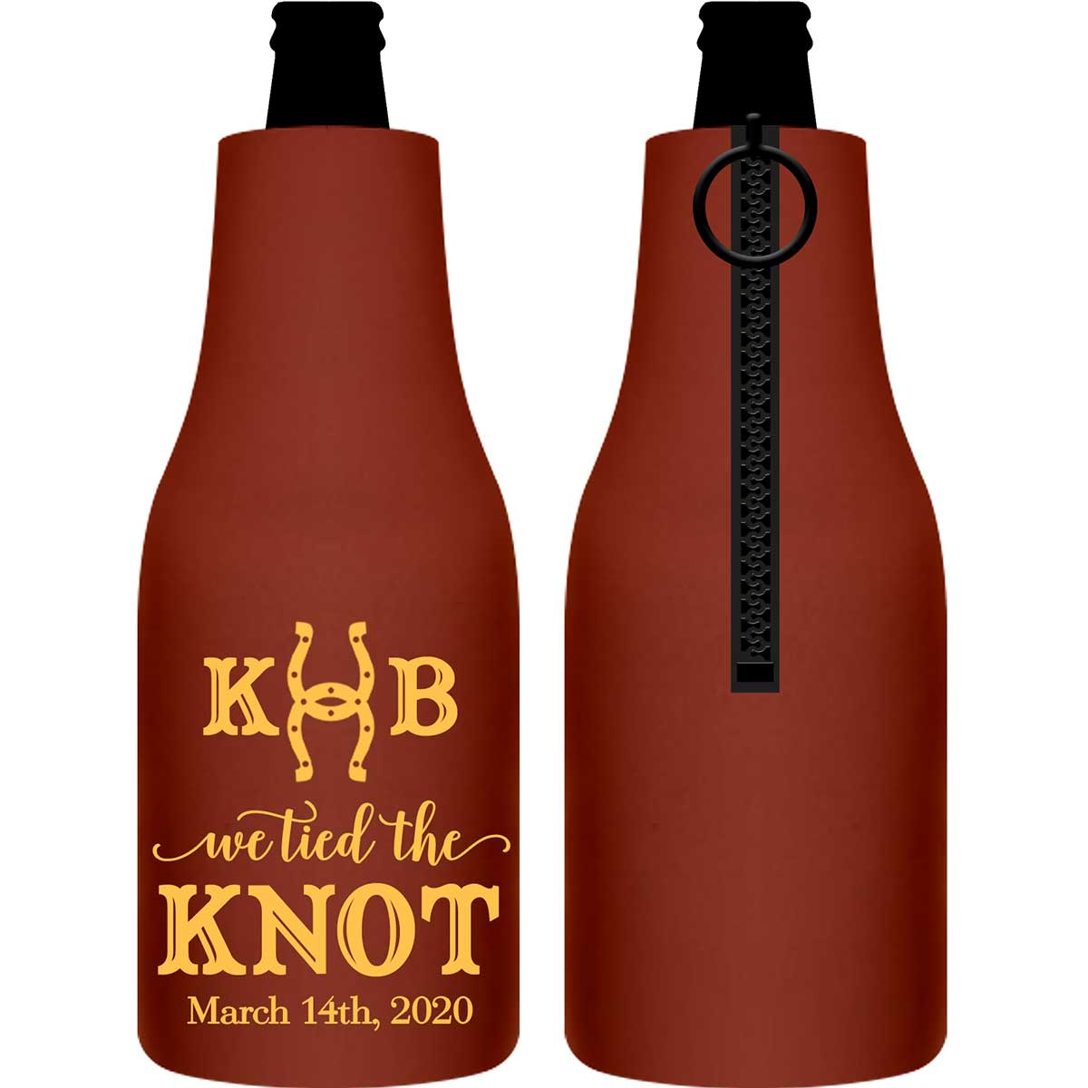 We Tied The Knot 4A Horse Shoe Foldable Zippered Bottle Koozies Wedding Gifts for Guests