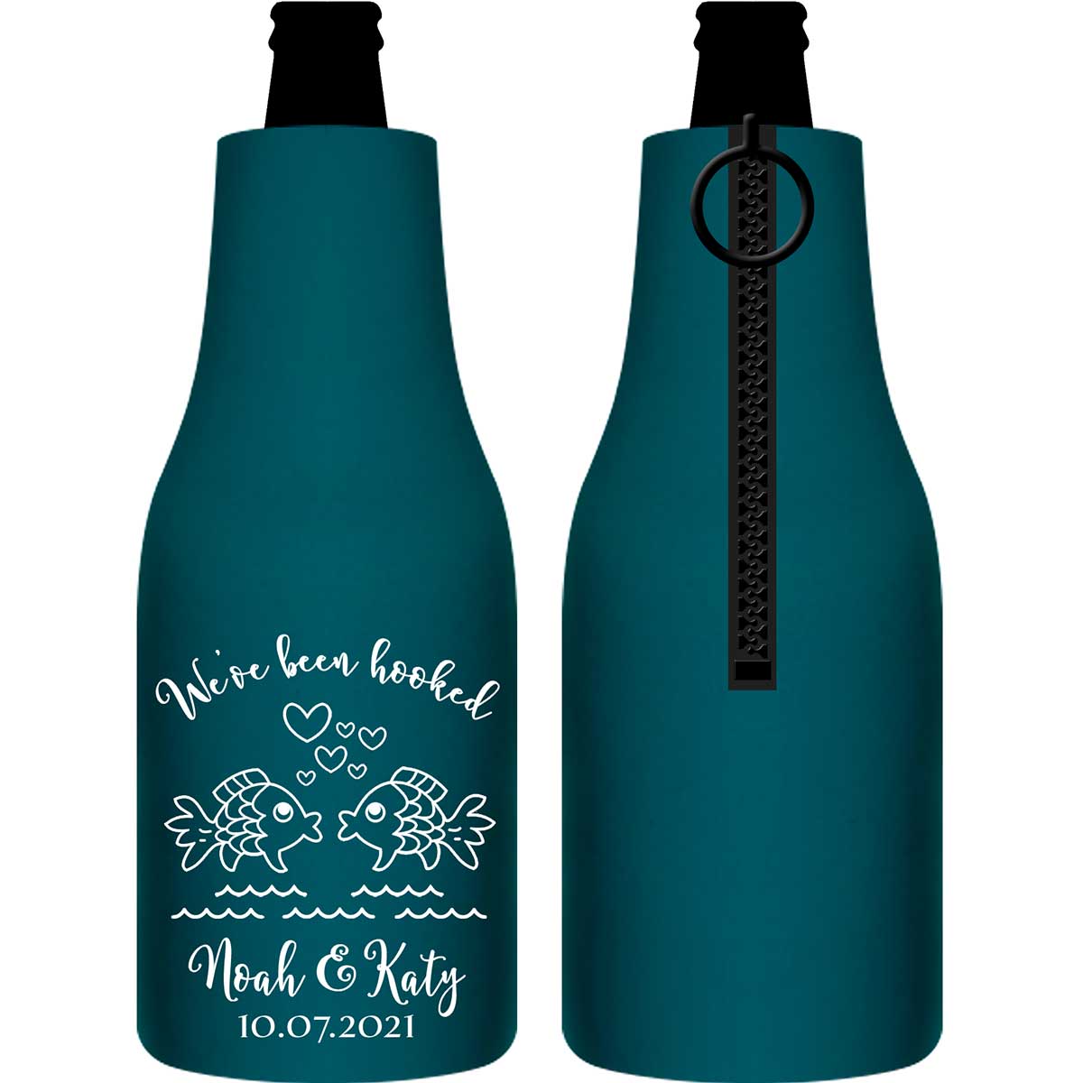 We've Been Hooked 1A Foldable Zippered Bottle Koozies Wedding Gifts for Guests