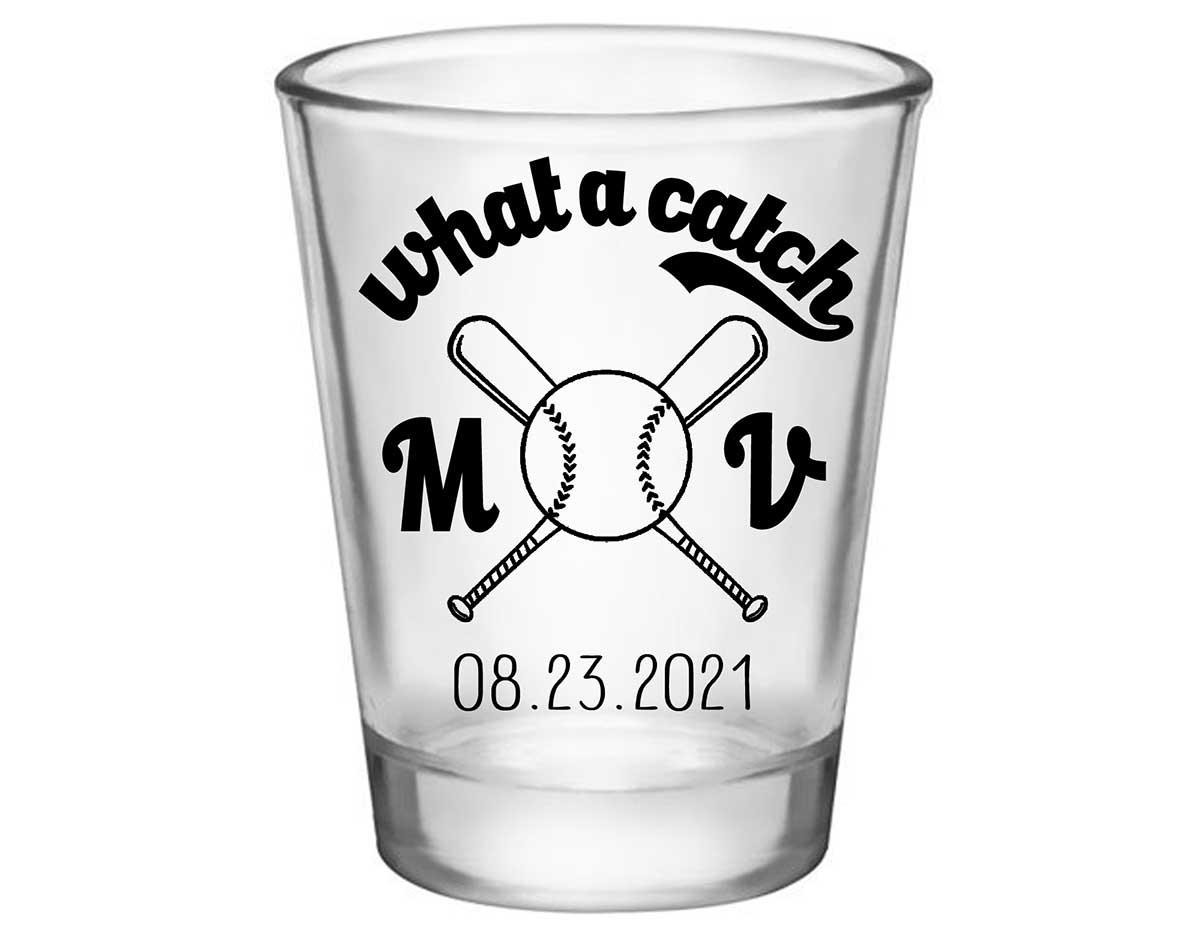 What A Catch 1A Baseball Standard 1.75oz Clear Shot Glasses Baseball Lovers Wedding Gifts for Guests