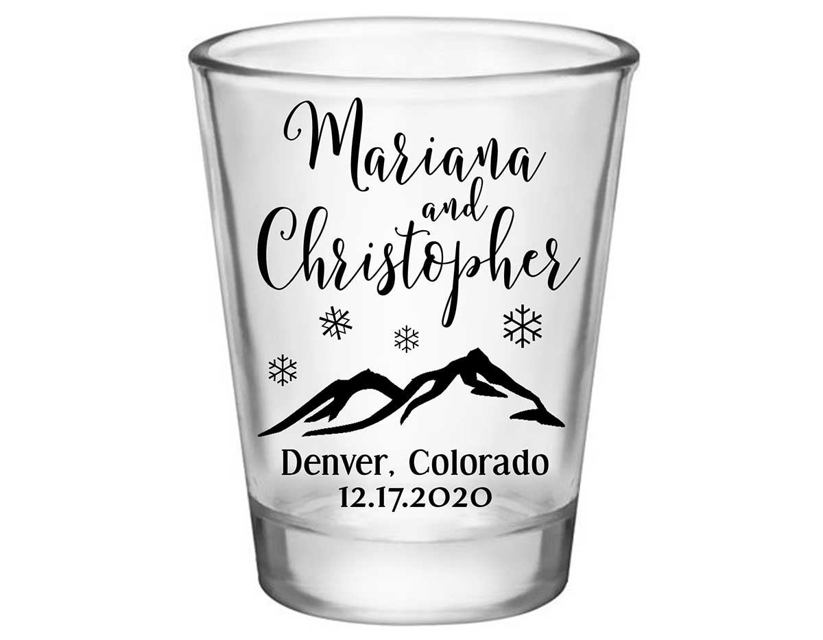 Winter Love 1A Standard 1.75oz Clear Shot Glasses Winter Wedding Gifts for Guests