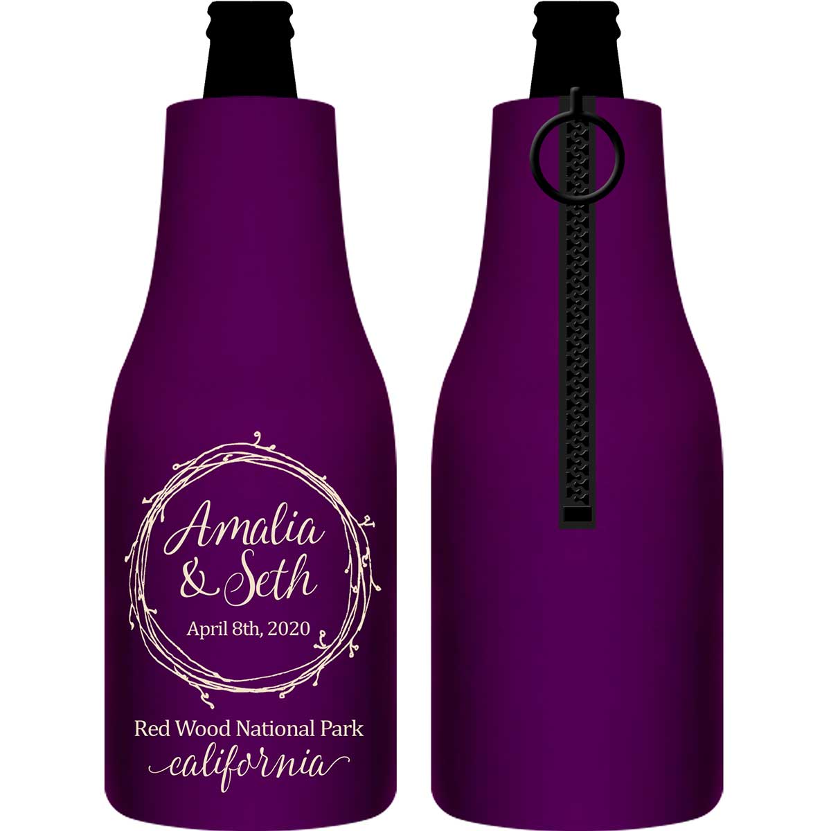 Woods Wedding 1A Foldable Zippered Bottle Koozies Wedding Gifts for Guests