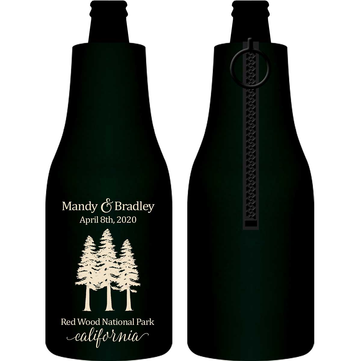 Woods Wedding 1B Foldable Zippered Bottle Koozies Wedding Gifts for Guests