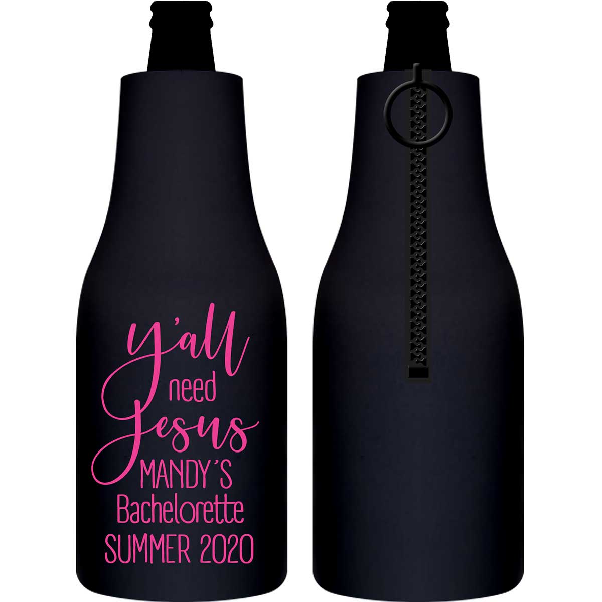 Y'All Need Jesus 1A Foldable Zippered Bottle Koozies Bachelorette Party Gifts for Guests