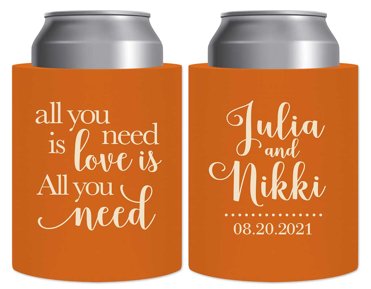 All You Need Is Love Is All You Need 2A Thick Foam Can Koozies Romantic Wedding Gifts for Guests