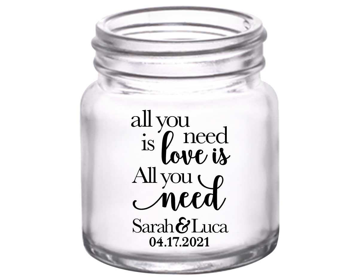 All You Need Is Love Is All You Need 2A 2oz Mini Mason Shot Glasses Romantic Wedding Gifts for Guests