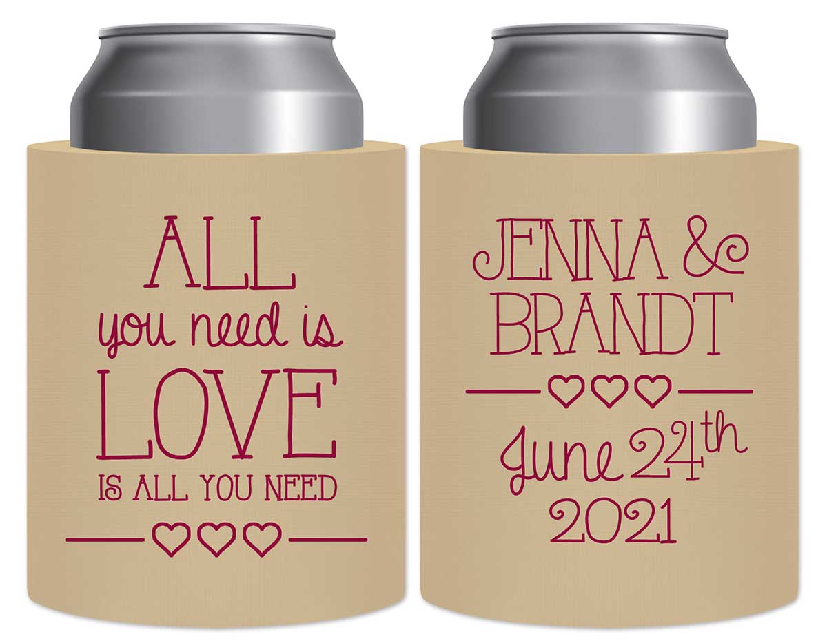 All You Need Is Love Is All You Need 3A Thick Foam Can Koozies Romantic Wedding Gifts for Guests