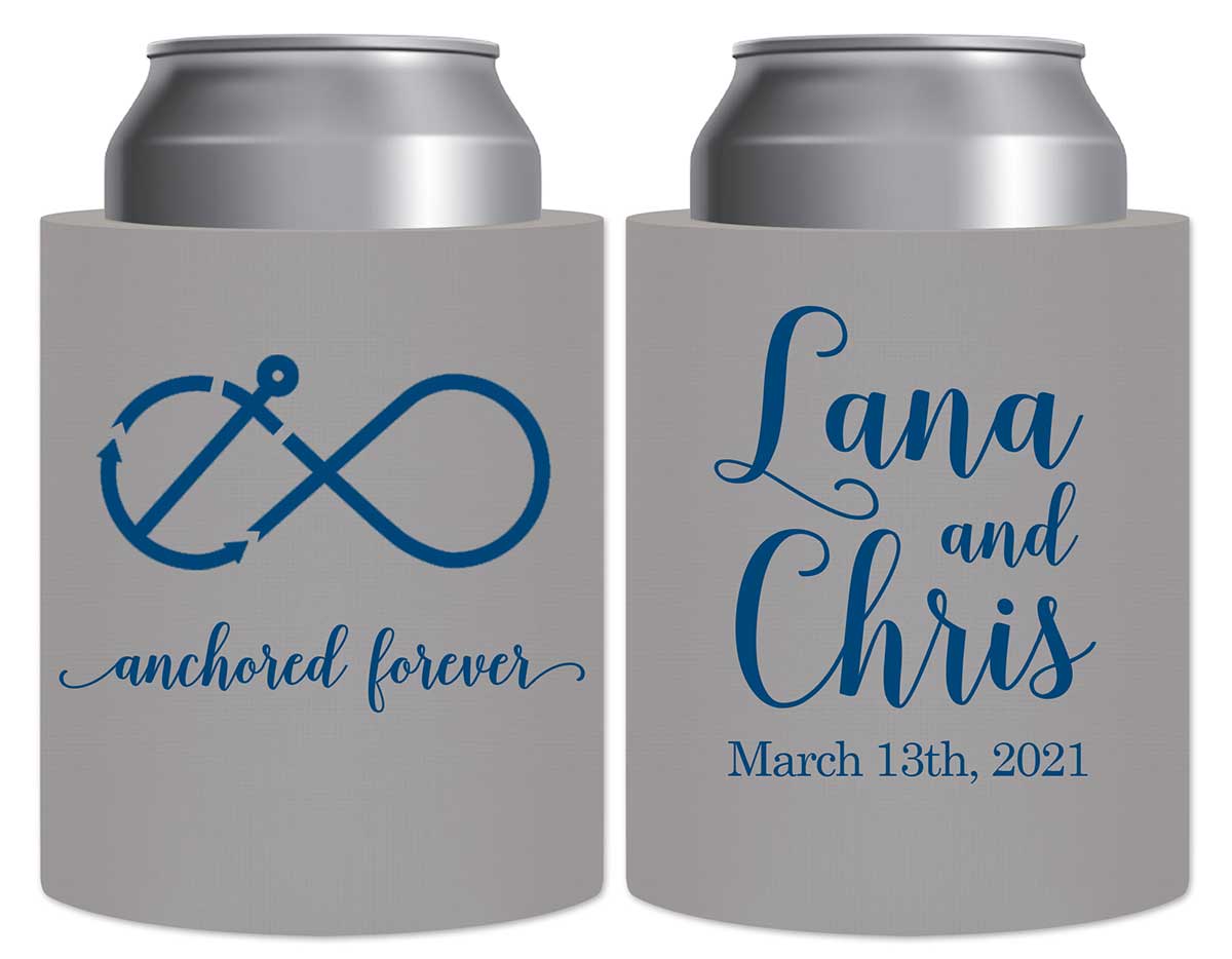Anchored Forever 1A Nautical Thick Foam Can Koozies Maritime Wedding Gifts for Guests