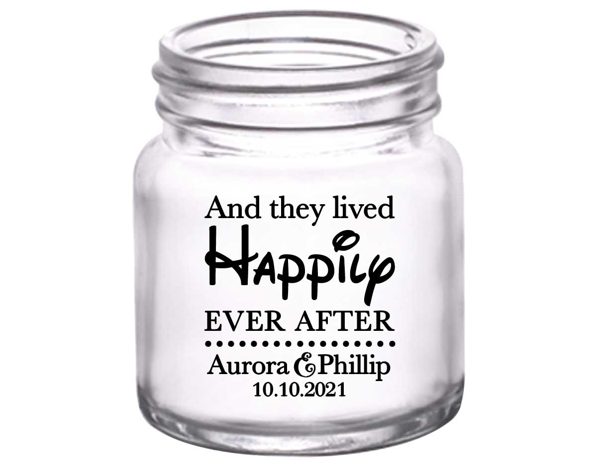 And They Lived Happily Ever After 1A 2oz Mini Mason Shot Glasses Fairytale Wedding Gifts for Guests