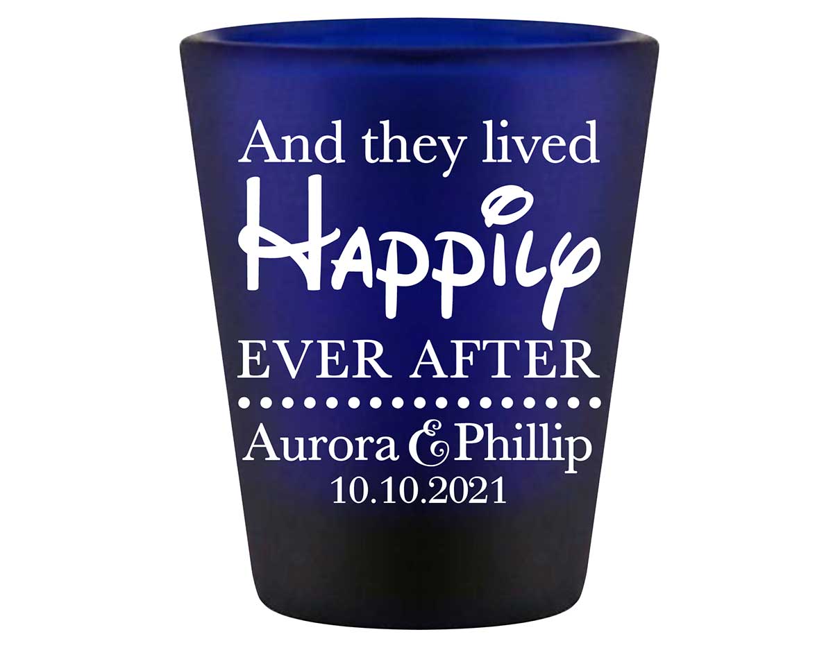 And They Lived Happily Ever After 1A Standard 1.5oz Blue Shot Glasses Fairytale Wedding Gifts for Guests