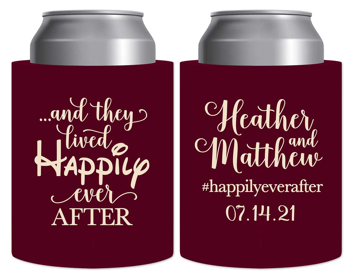 And They Lived Happily Ever After 1B Thick Foam Can Koozies Fairytale Wedding Gifts for Guests