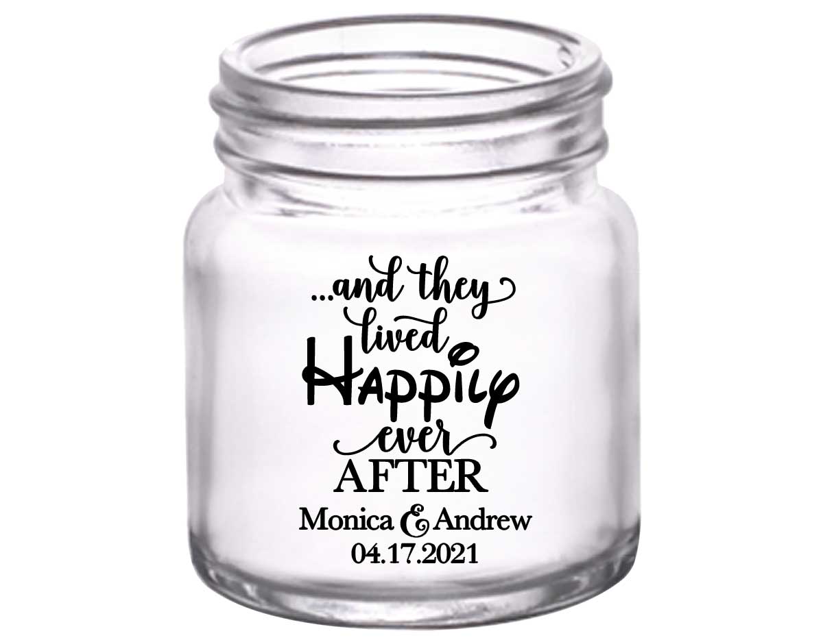 And They Lived Happily Ever After 1B 2oz Mini Mason Shot Glasses Fairytale Wedding Gifts for Guests