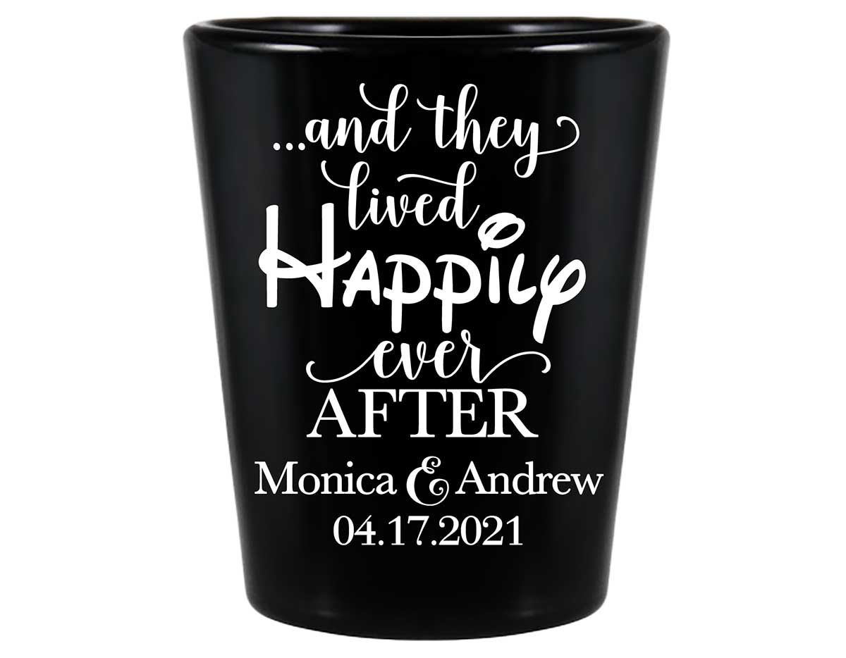 And They Lived Happily Ever After 1B Standard 1.5oz Black Shot Glasses Fairytale Wedding Gifts for Guests