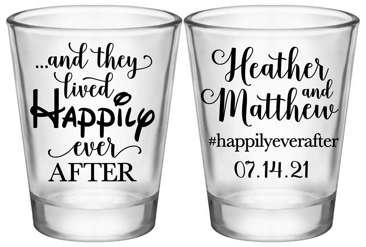 And They Lived Happily Ever After 1B2 Standard 1.75oz Clear Shot Glasses Fairytale Wedding Gifts for Guests