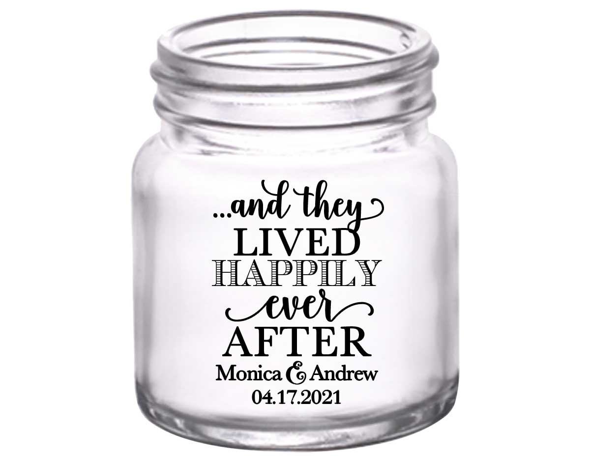 And They Lived Happily Ever After 1C 2oz Mini Mason Shot Glasses Fairytale Wedding Gifts for Guests
