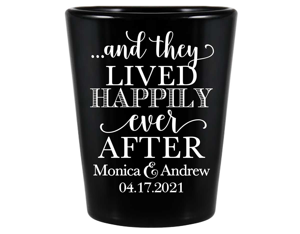 And They Lived Happily Ever After 1C Standard 1.5oz Black Shot Glasses Fairytale Wedding Gifts for Guests