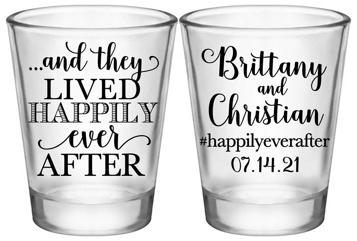 And They Lived Happily Ever After 1C2 Standard 1.75oz Clear Shot Glasses Fairytale Wedding Gifts for Guests