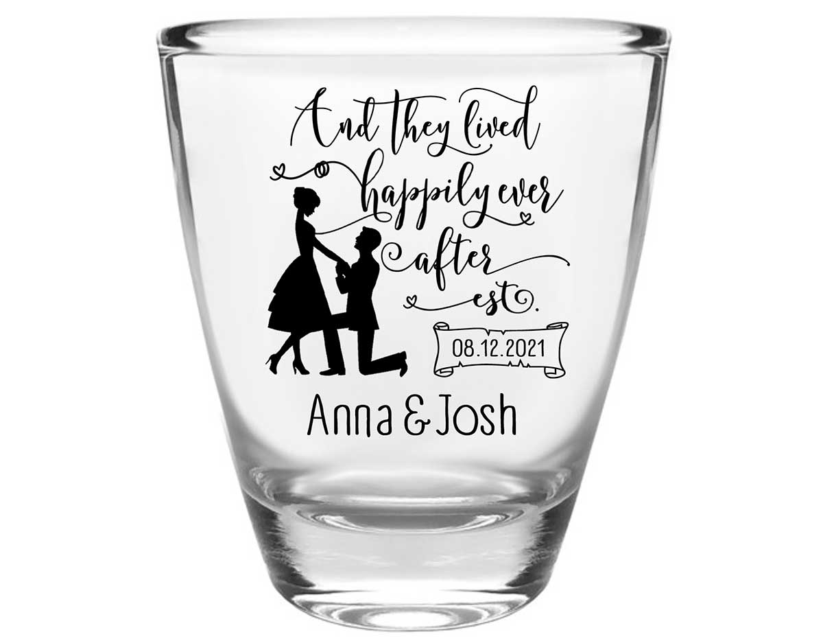 And They Lived Happily Ever After 2A Clear 1oz Round Barrel Shot Glasses Fairytale Wedding Gifts for Guests