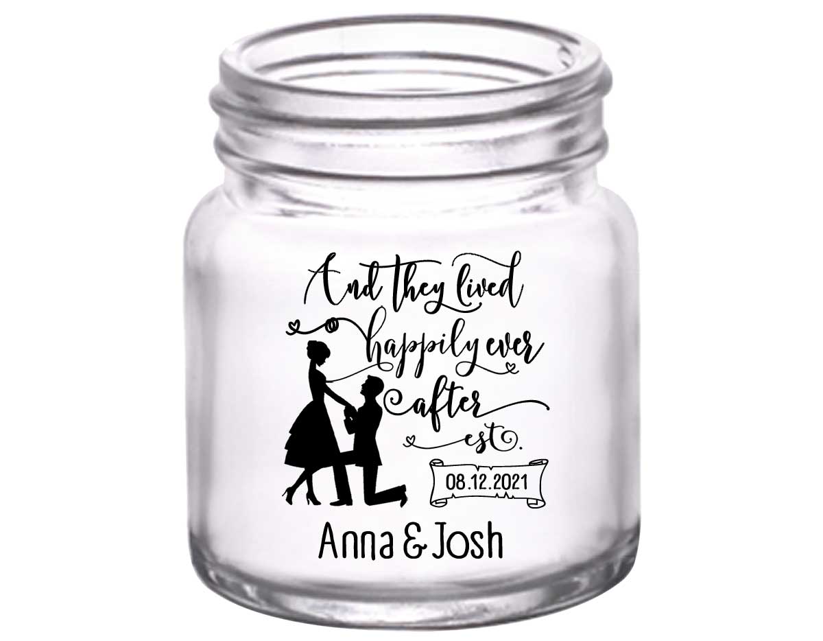 And They Lived Happily Ever After 2A 2oz Mini Mason Shot Glasses Fairytale Wedding Gifts for Guests