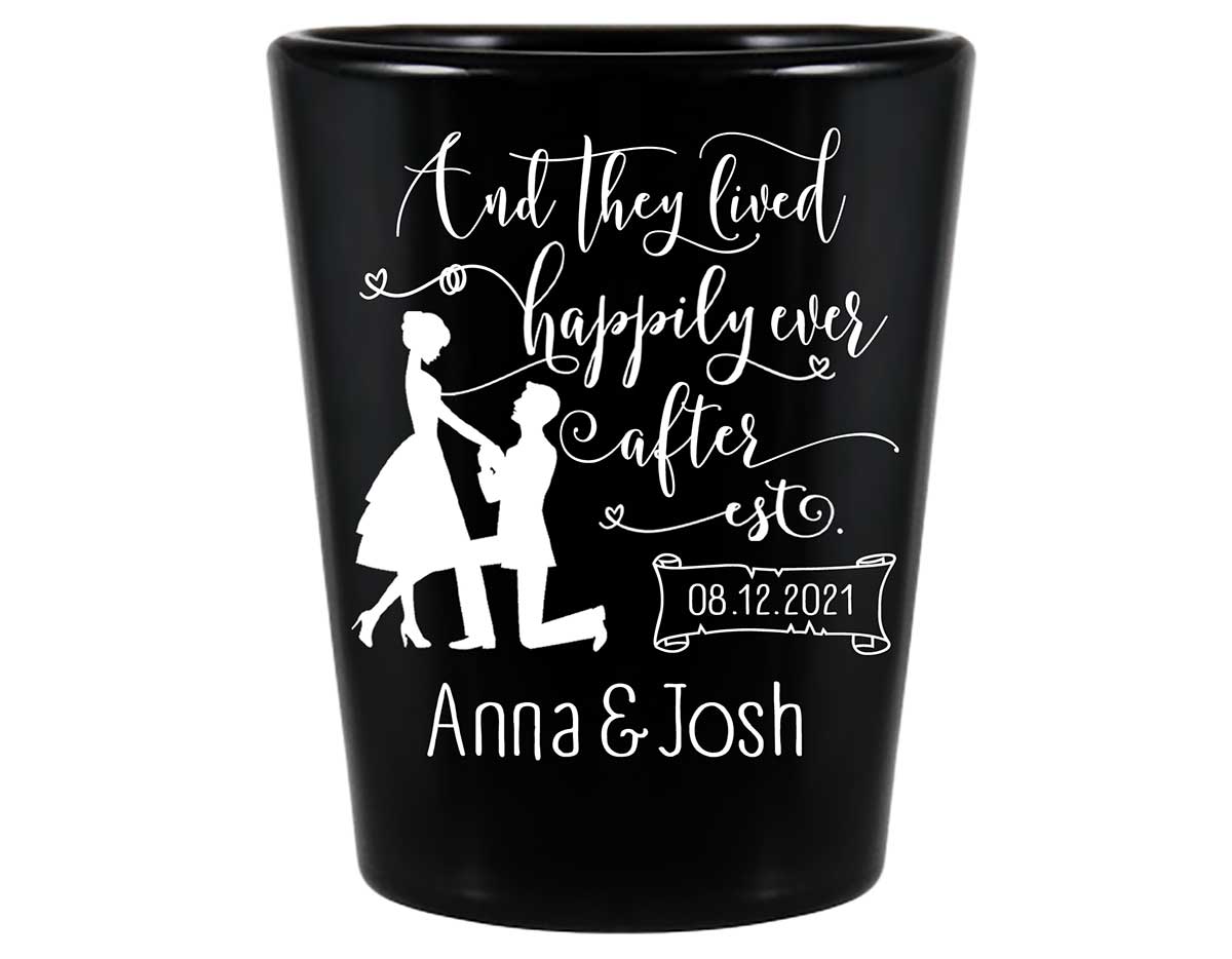 And They Lived Happily Ever After 2A Standard 1.5oz Black Shot Glasses Fairytale Wedding Gifts for Guests