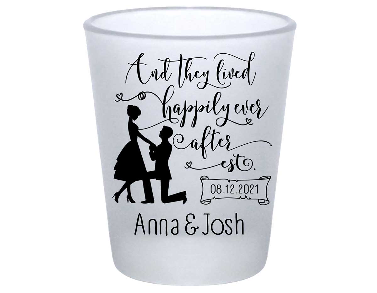 And They Lived Happily Ever After 2A Standard 1.75oz Frosted Shot Glasses Fairytale Wedding Gifts for Guests