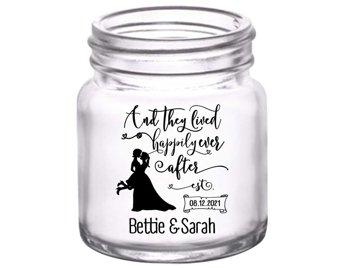 And They Lived Happily Ever After 2B 2oz Mini Mason Shot Glasses Lesbian Wedding Gifts for Guests