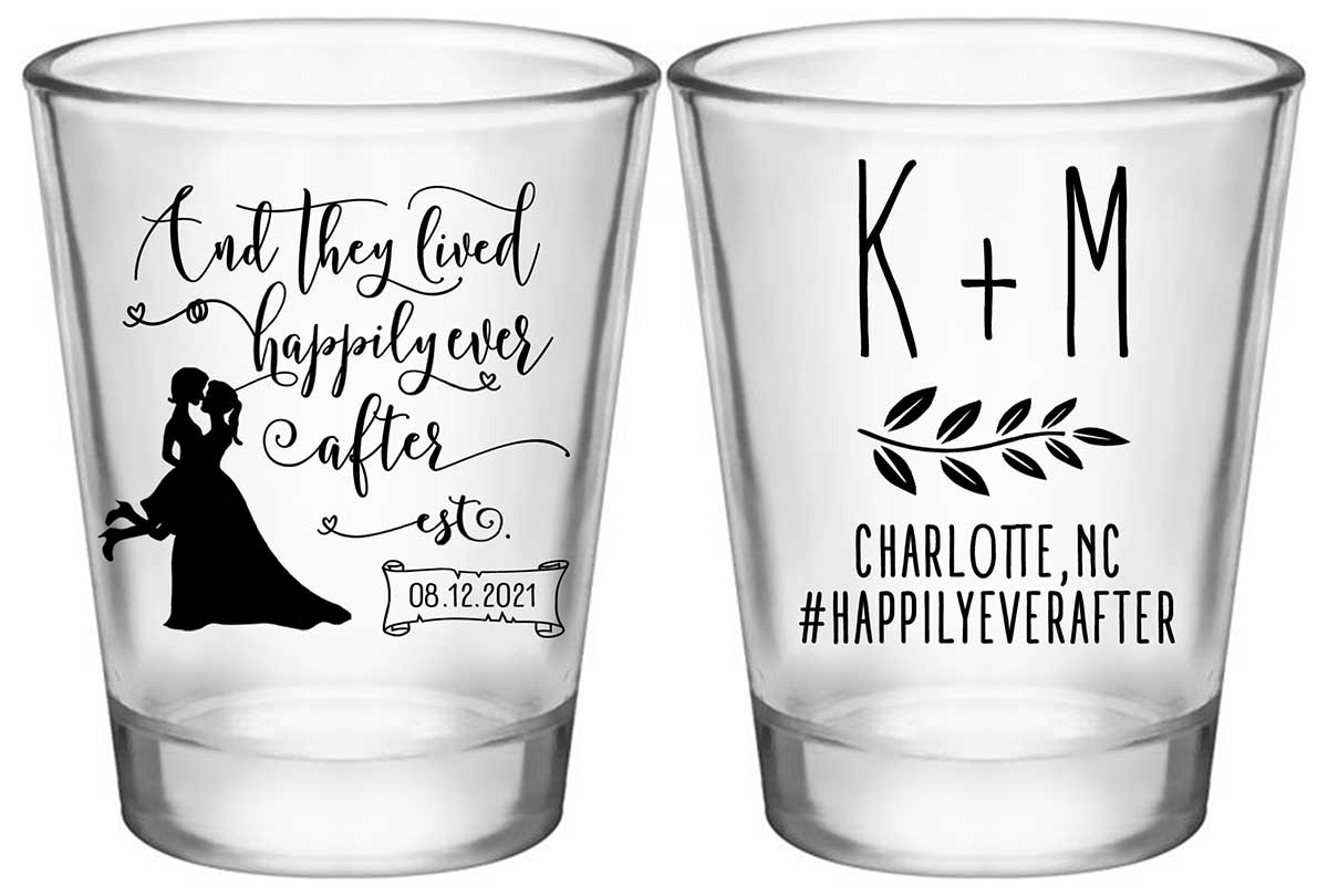 And They Lived Happily Ever After 2B2 Standard 1.75oz Clear Shot Glasses Lesbian Wedding Gifts for Guests