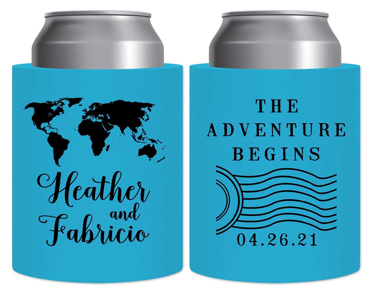 Around The World 1A Thick Foam Can Koozies Travelers Wedding Gifts for Guests