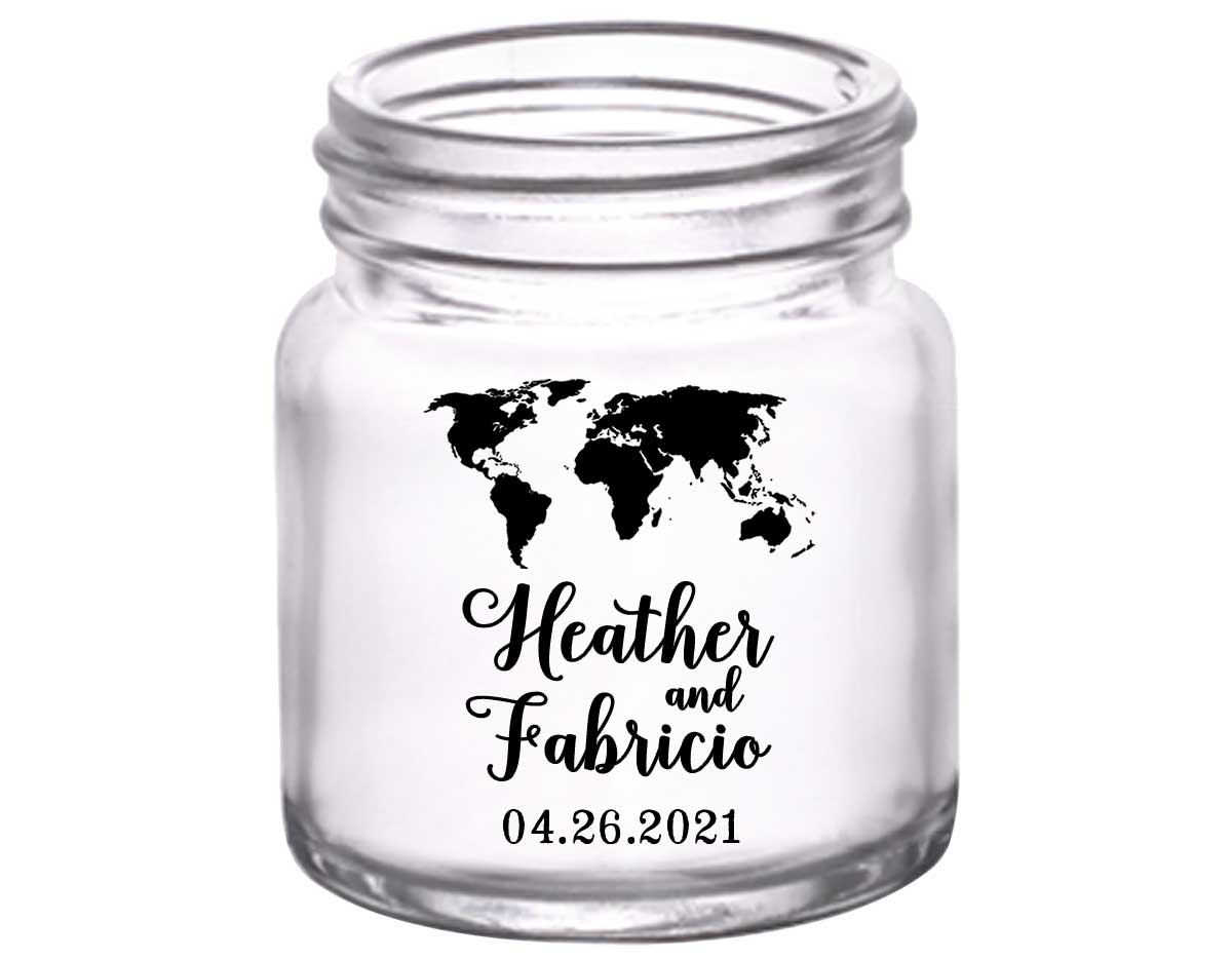 Around The World 1A 2oz Mini Mason Shot Glasses Travelers Wedding Gifts for Guests