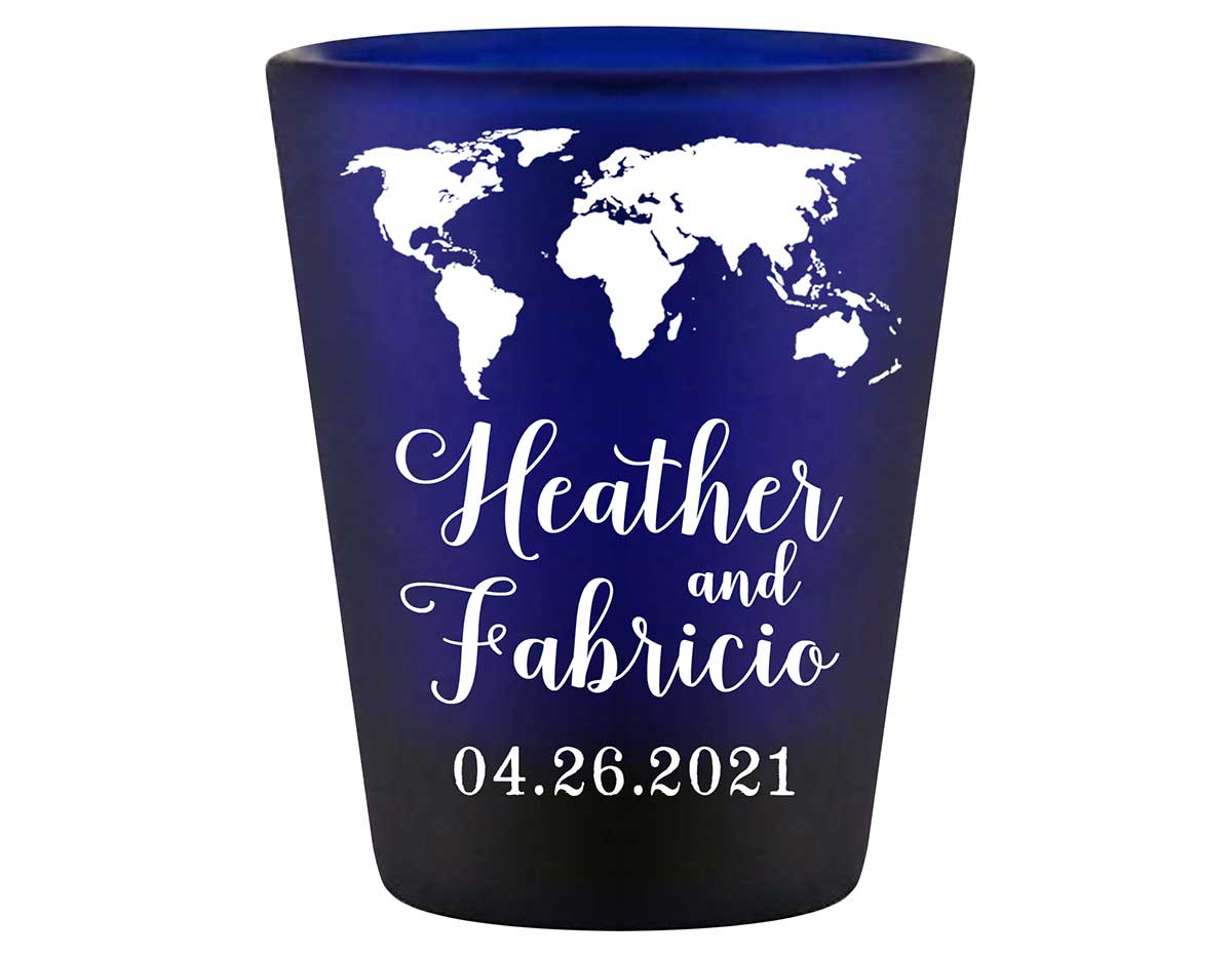 Around The World 1A Standard 1.5oz Blue Shot Glasses Travelers Wedding Gifts for Guests