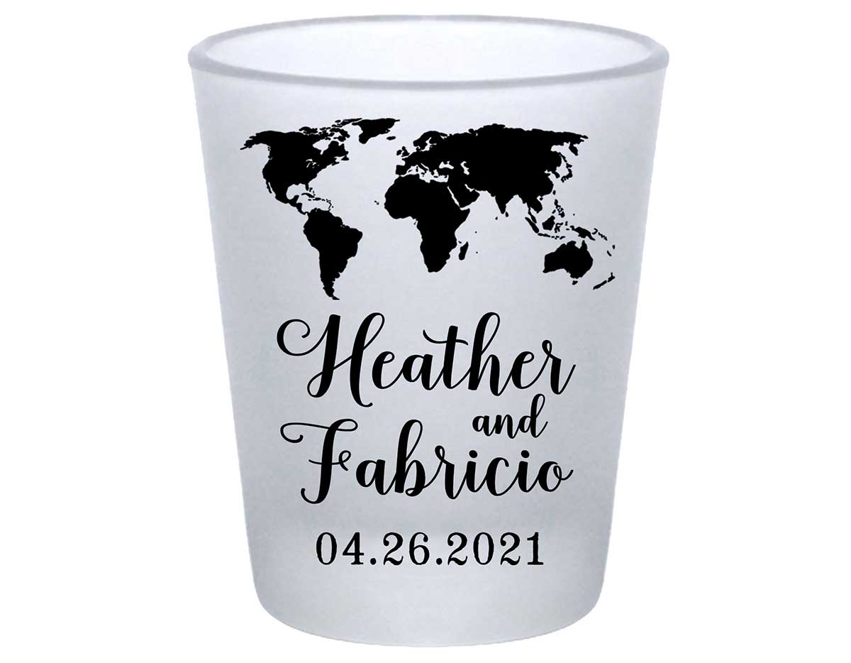 Around The World 1A Standard 1.75oz Frosted Shot Glasses Travelers Wedding Gifts for Guests