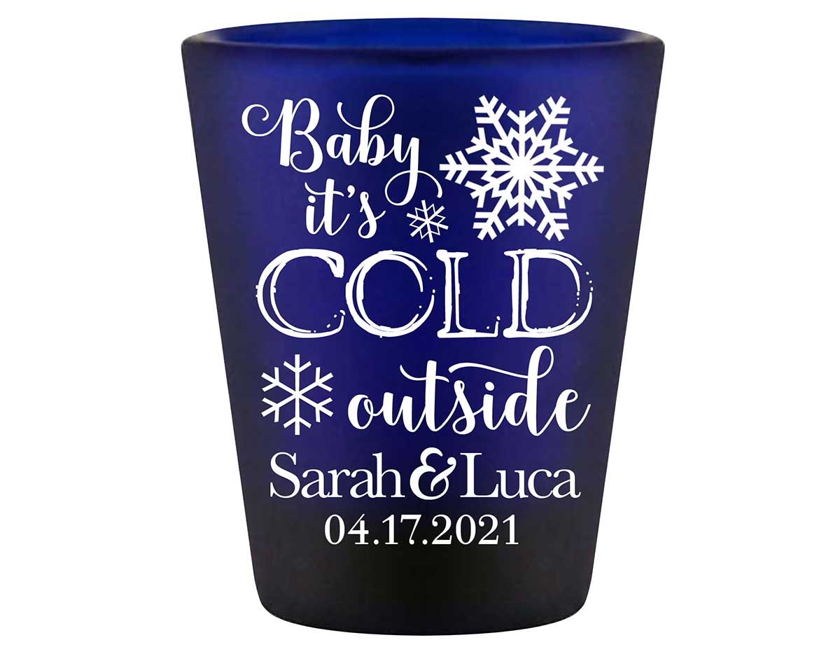 Baby It's Cold Outside 1A Standard 1.5oz Blue Shot Glasses Winter Wedding Gifts for Guests