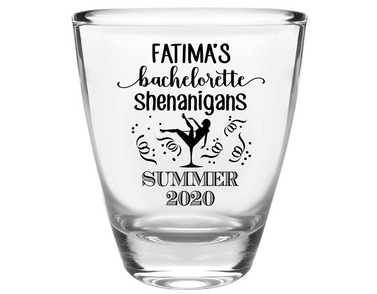 Bachelorette Shenanigans 1A Clear 1oz Round Barrel Shot Glasses Funny Bachelorette Party Gifts for Guests