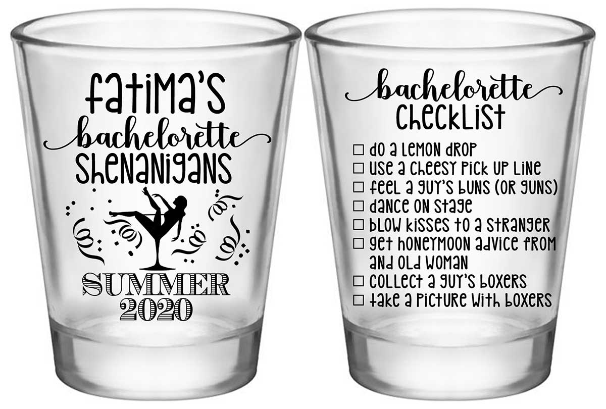 Bachelorette Shenanigans 1A2 Standard 1.75oz Clear Shot Glasses Funny Bachelorette Party Gifts for Guests