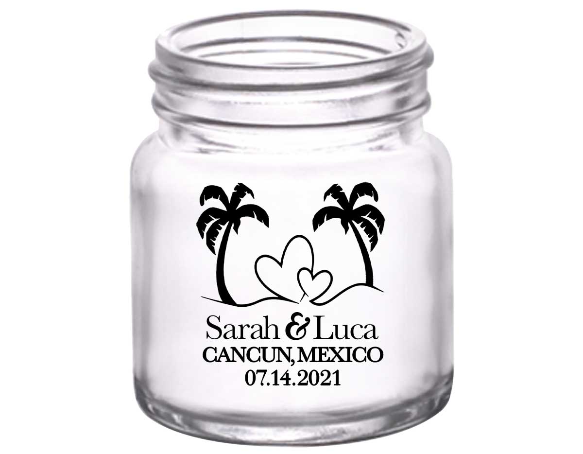 Beach Love 1A 2oz Mini Mason Shot Glasses Summer Wedding Gifts for Guests