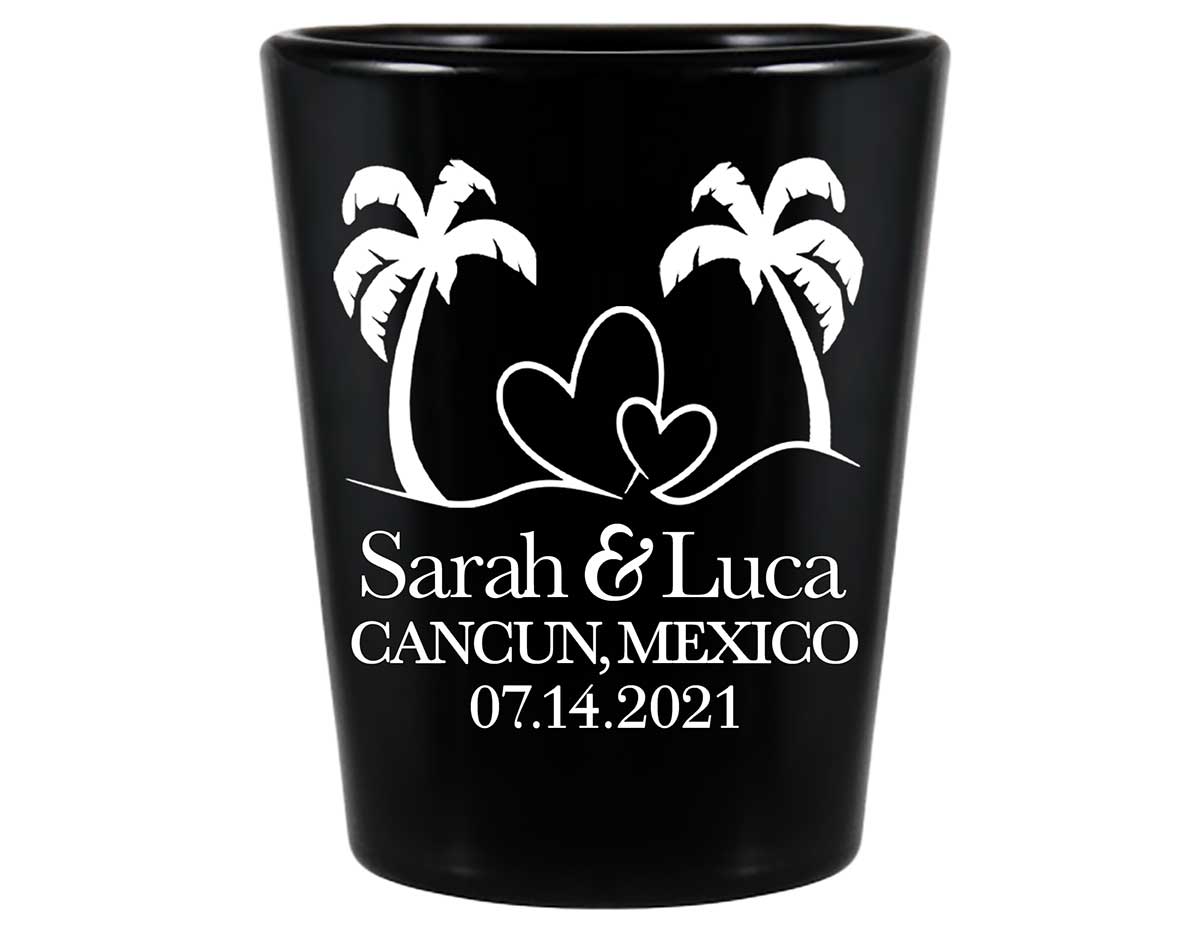 Beach Love 1A Standard 1.5oz Black Shot Glasses Summer Wedding Gifts for Guests