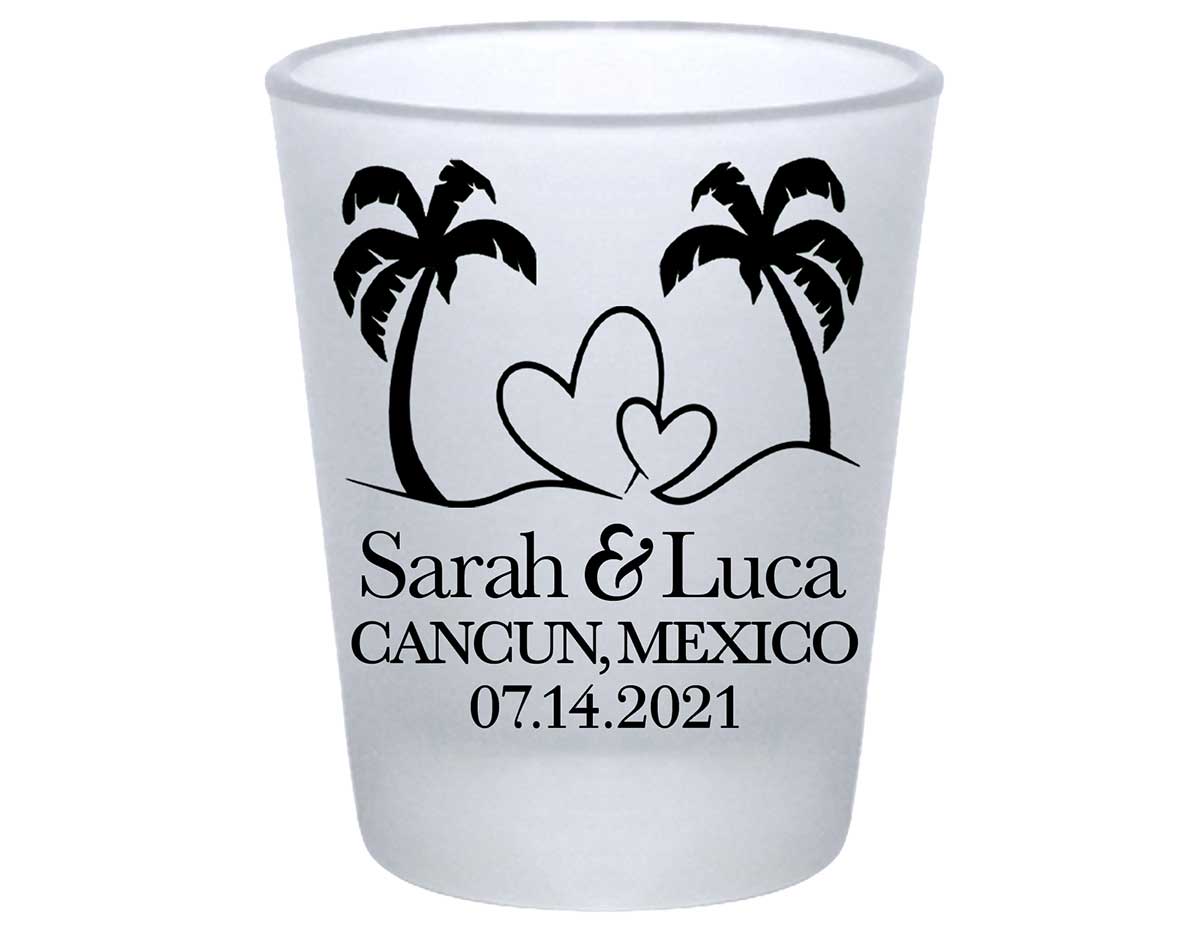 Beach Love 1A Standard 1.75oz Frosted Shot Glasses Summer Wedding Gifts for Guests