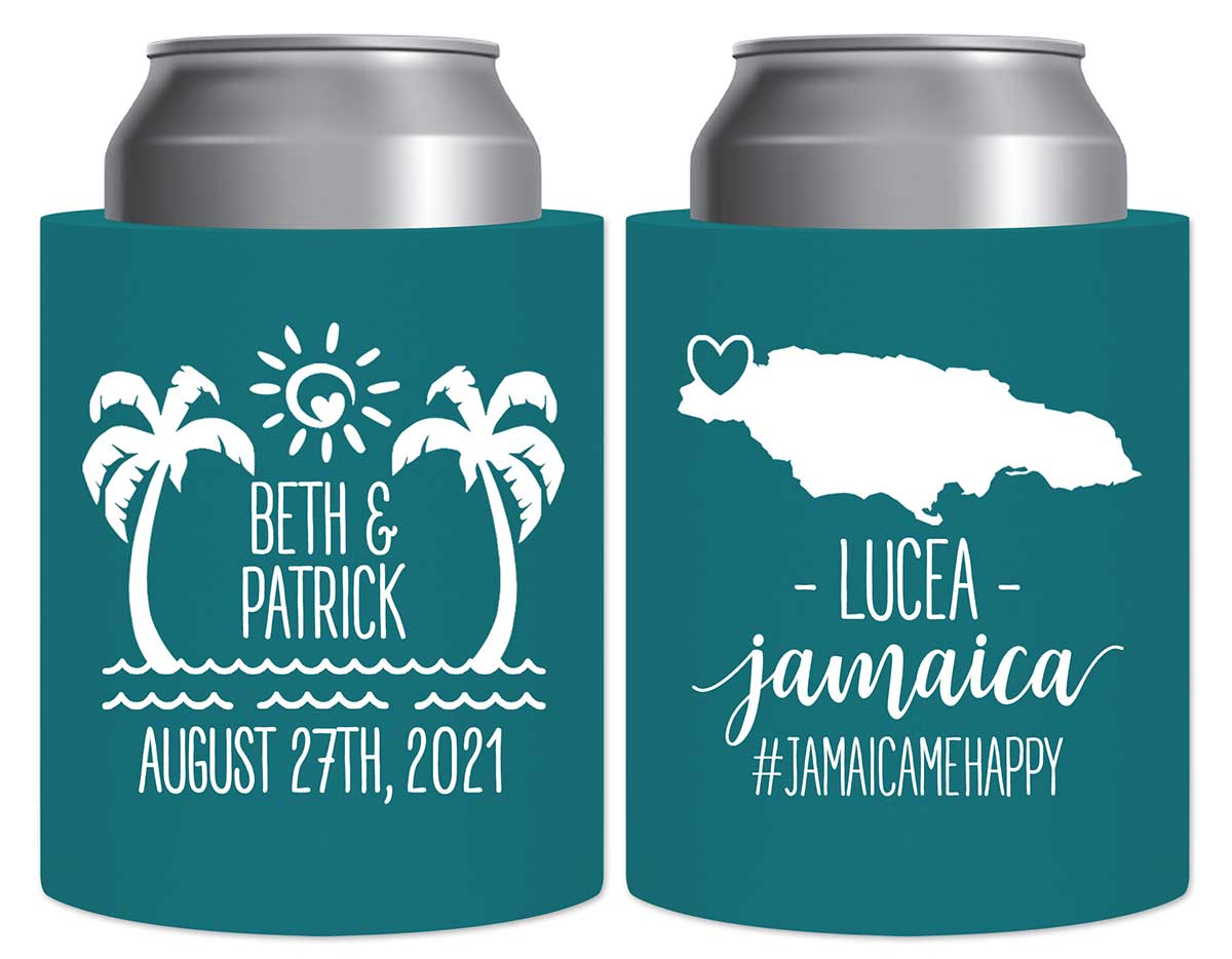 Beach Love 2A Any Map Thick Foam Can Koozies Summer Wedding Gifts for Guests