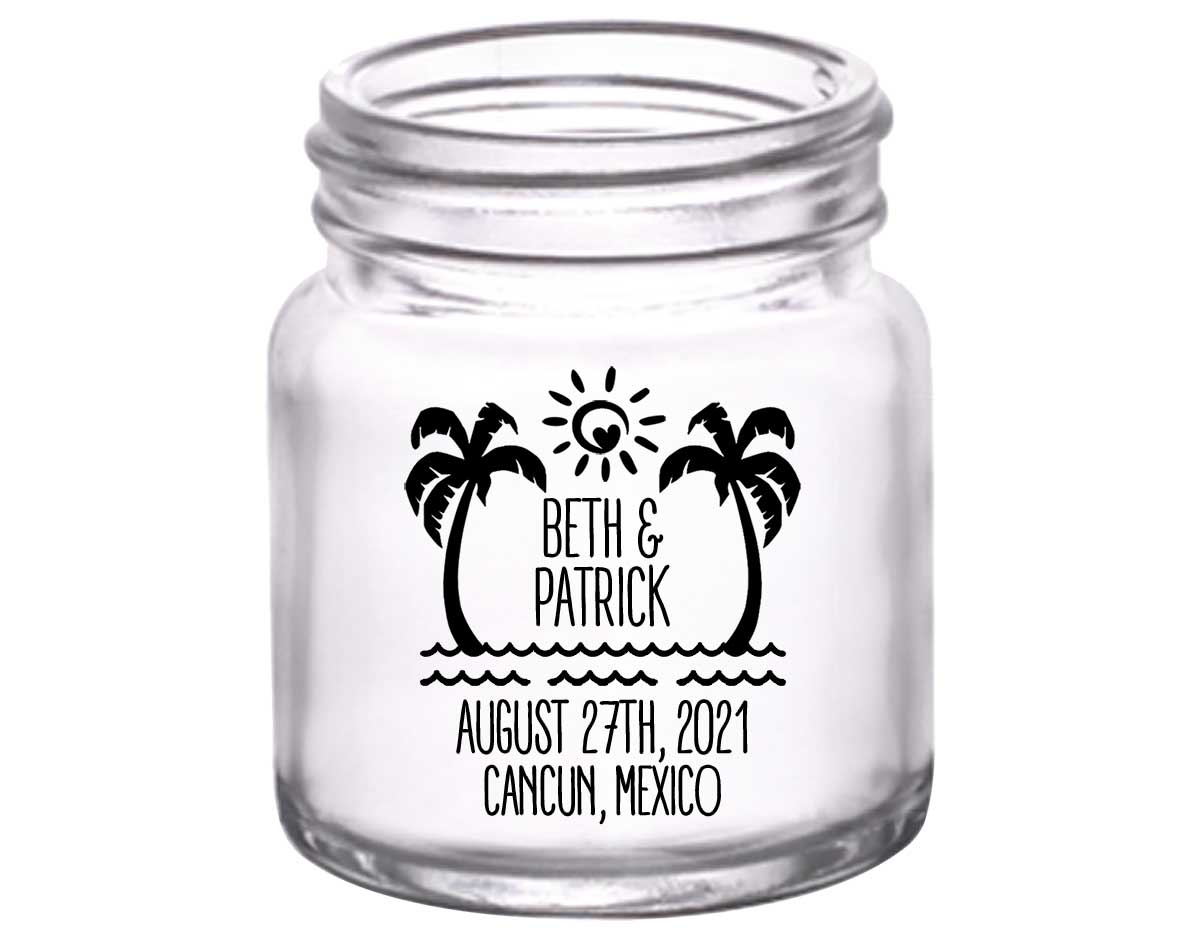 Beach Love 2A 2oz Mini Mason Shot Glasses Summer Wedding Gifts for Guests