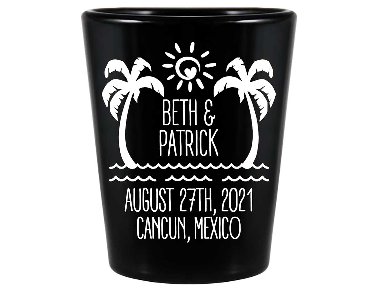 Beach Love 2A Standard 1.5oz Black Shot Glasses Summer Wedding Gifts for Guests